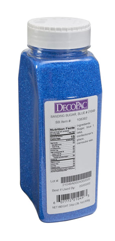 DecoPac Sanding Sugar | Blue Edible Sugar Sprinkles | 33oz | Edible Sanding Sugar in Handheld Container | Made In USA | Sugar Sprinkle Mix For Cakes, Cupcakes, Cookies, Extra Large Pack | 33 Ounce - Blue