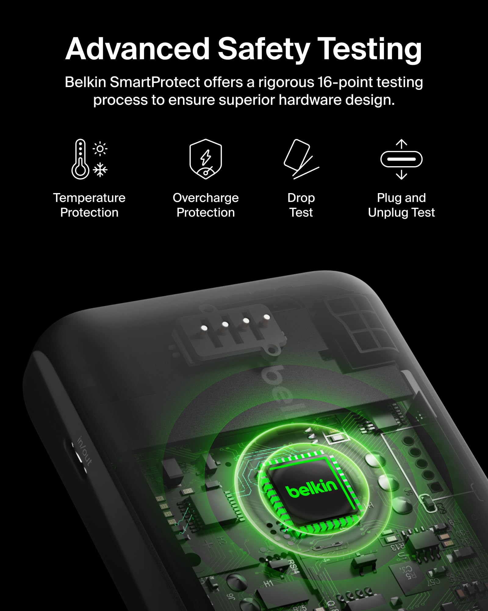 Belkin Portable Charger Power Bank USB C, 10000 mAh w/Integrated Cable, 20W Fast Charge USB-C Power Delivery, iPhone Charger, Apple iPhone 17, Air, Pro, Pro Max, iPad, Samsung Galaxy S25 - White