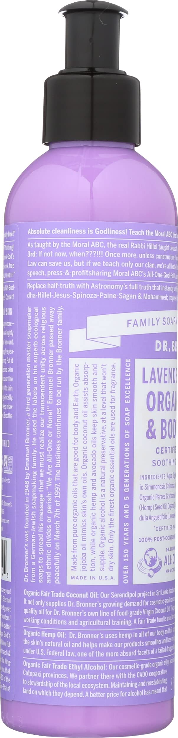 Dr Bronner's, Lotion Body Lavendar Coconut Organic, 8 Fl Oz