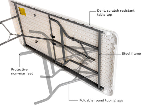 Iceberg IndestrucTable Commercial Folding Table, Indoor/Outdoor, Platinum, 30" W x 72" L x 29" H