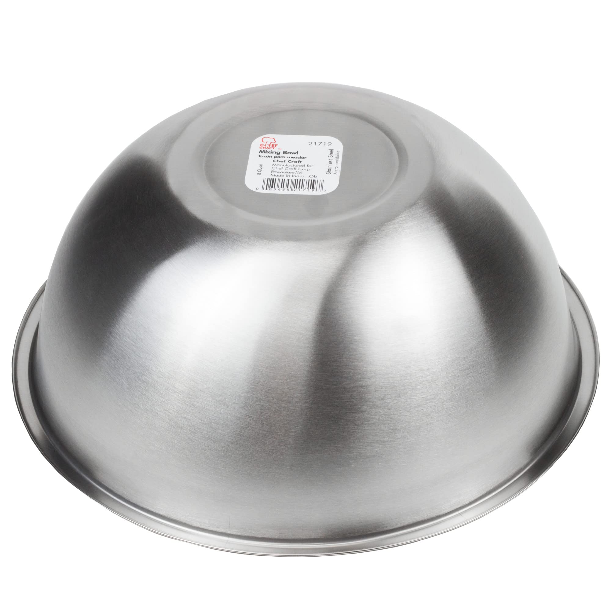 Chef Craft Brushed Mixing Bowl, 8-Quart, Stainless Steel