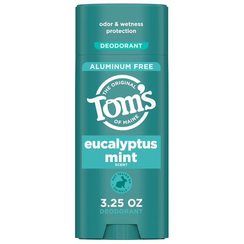 Tom’s of Maine Eucalyptus Mint Aluminum Free Natural Deodorant For Women & Men | Goes on Clear | Odor & Wetness Protection | Naturally Derived and Moisture-Locking Ingredients | 3.25 oz