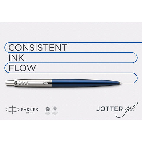 Parker Gel Pen Jotter (Stainless Steel with Chrome Parts, Middle Writing tip with 0.7 mm, Gift Box).