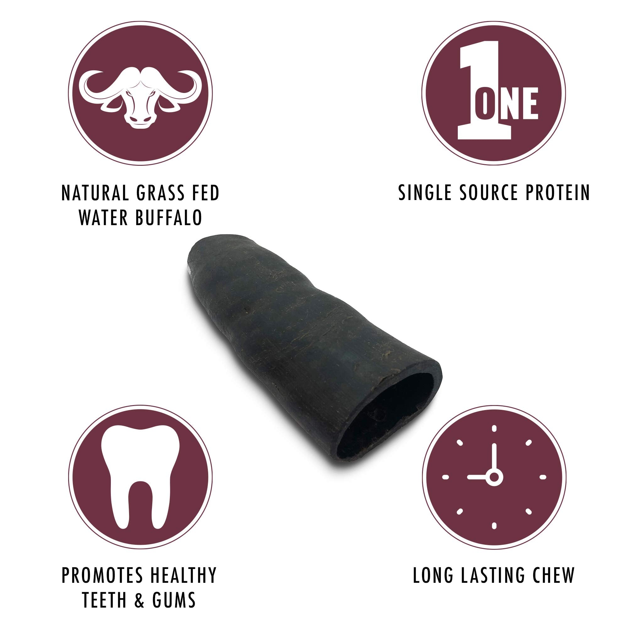 Wild Eats Water Buffalo Tuffie No Hide Dog Bones & Dog Chews All Natural, Single Source Protein, Grain Free Treat, Long Lasting Chews (2 Pack, Large-Tuffie)