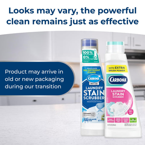 Carbona Laundry Stain Scrubber & Remover (8.4 Fl Oz), Extra-Strength Bio-Enzyme Formula, Brush-Top Applicator for Fiber-Deep Clean, Fast & Easy