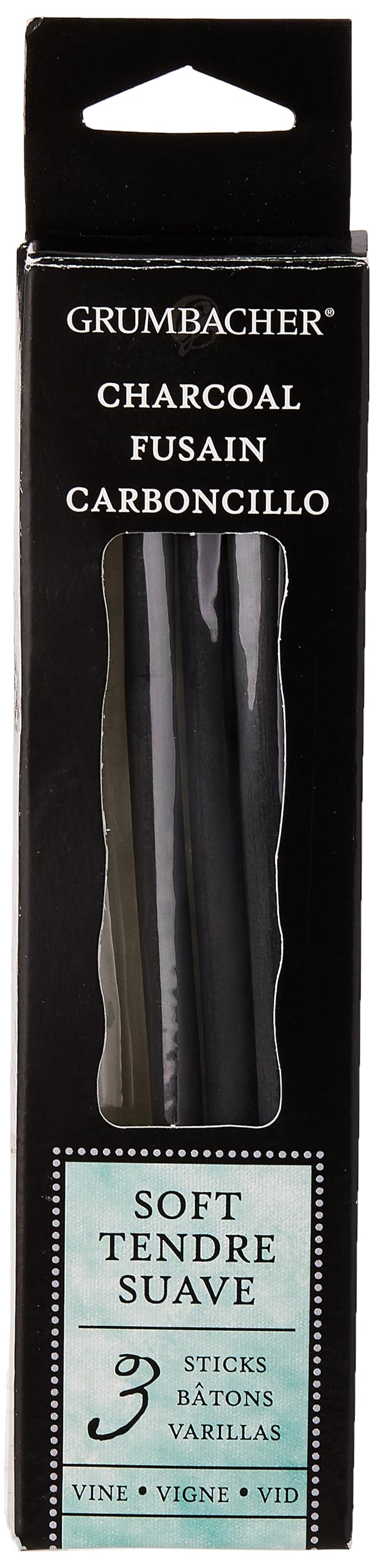 Grumbacher Vine Charcoal, Soft, Black, 3 Pack (V41)