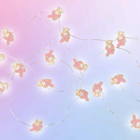 Silver Buffalo Sanrio Hello Kitty and Friends My Melody 20ct Decorative String Lights, 7 Feet Long, Battery Powered (2 AA Batteries Included), Cool White LED, Indoor Use Only