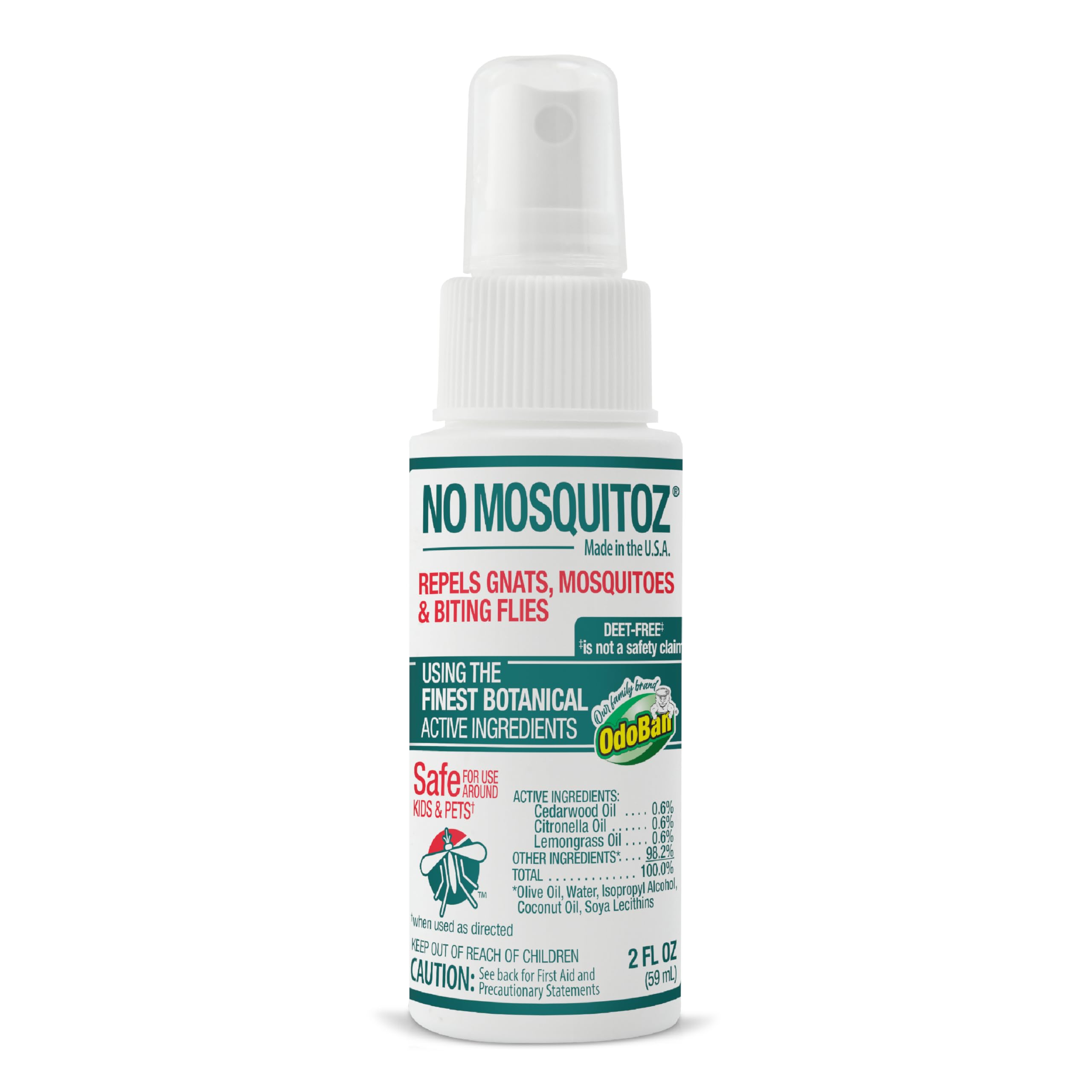 No Mosquitoz Botanical Insect Repellent, DEET-Free, Made with Natural Essential Oils, Non-Greasy Formula, Made in The USA, Woodsy Scent, 2 Ounce Spray Bottle