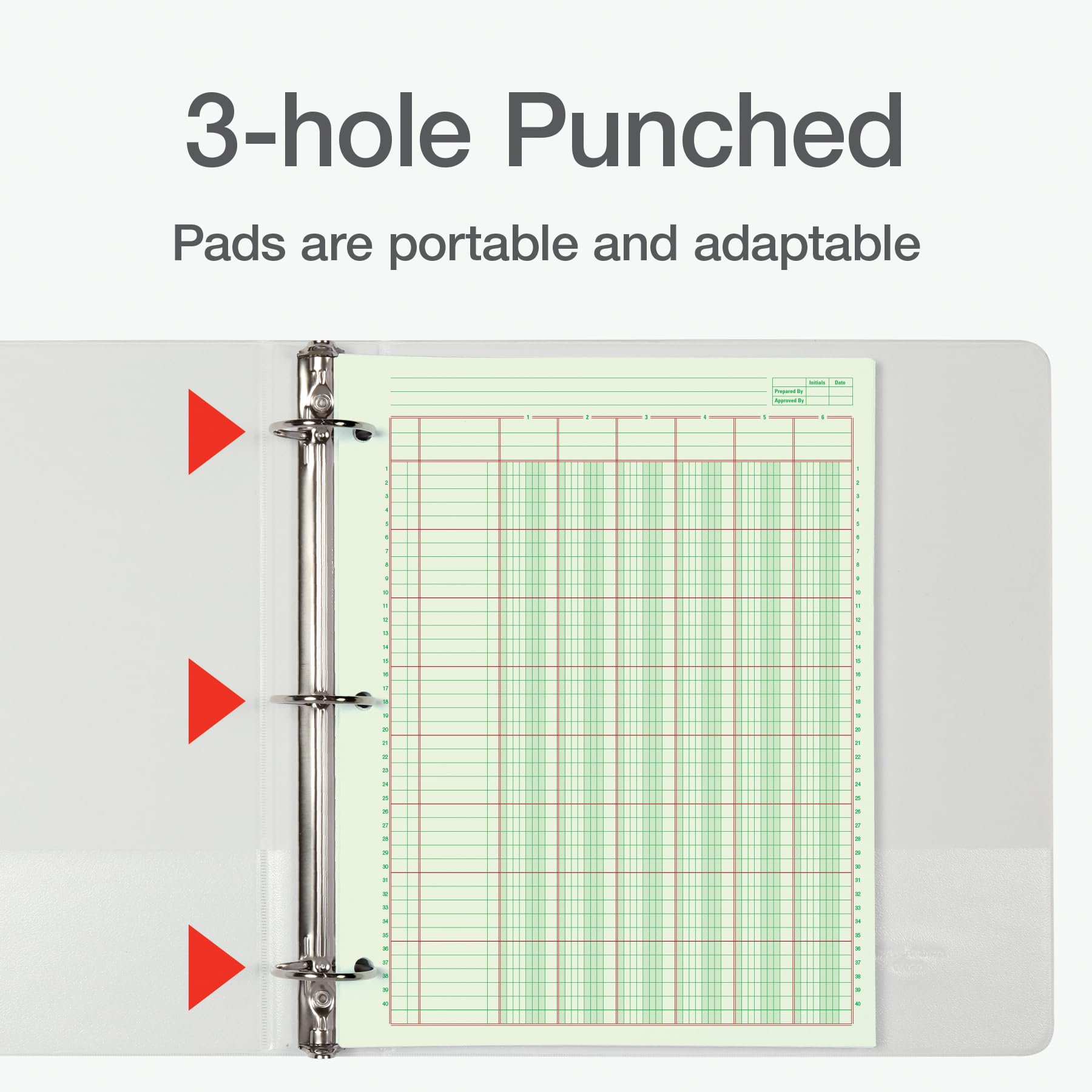 Adams Analysis Pad, 8 1/2" x 11", 100 Pages (50 Sheets), 6 Columns, Green