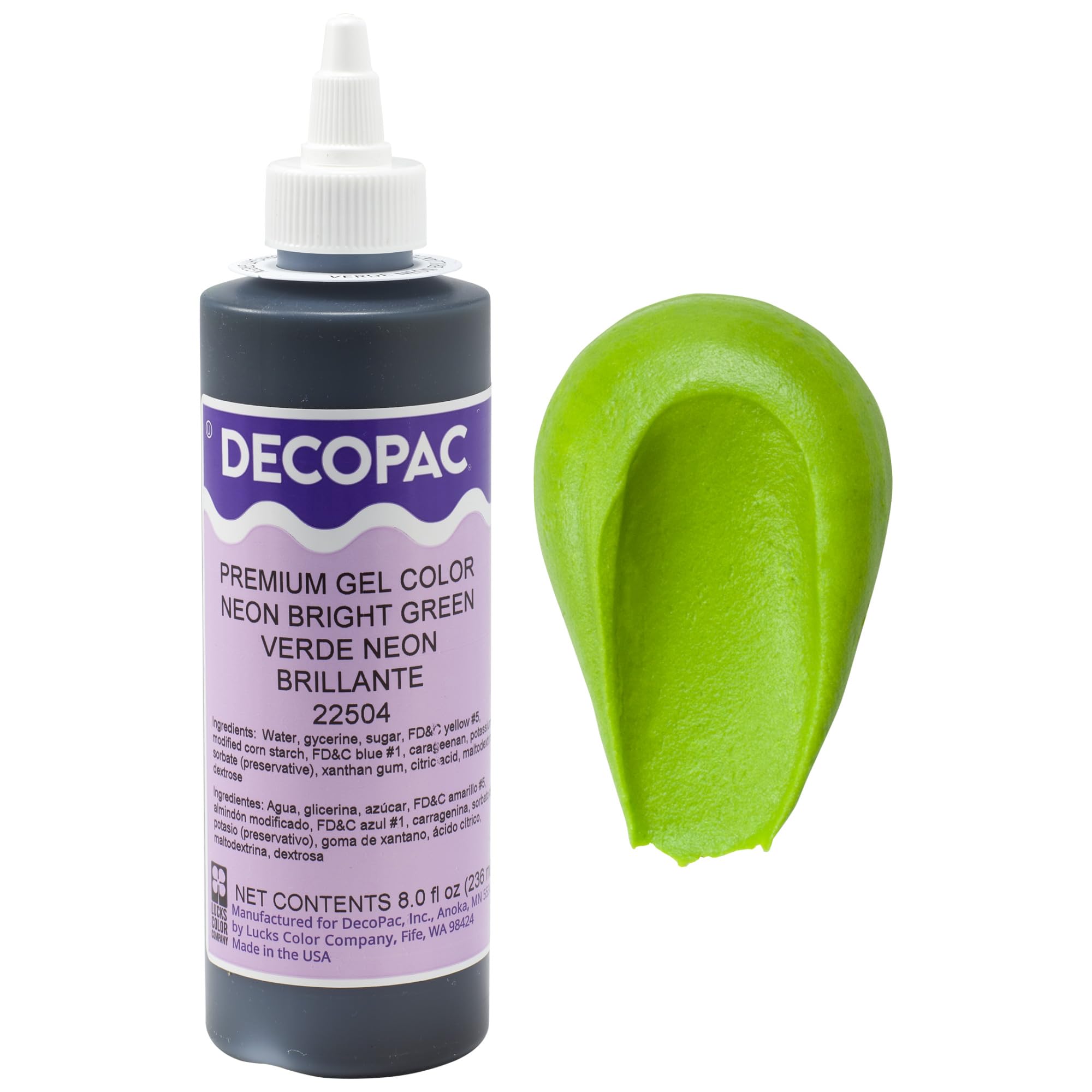 DecoPac Premium Gel Food Coloring | Neon Bright Green Food Coloring For Baking | 8oz | Color Buttercream, Fondant, Frosting & Piping Gel, Food Safe, Highly Concentrated Gel, 8 oz - Neon Bright Green
