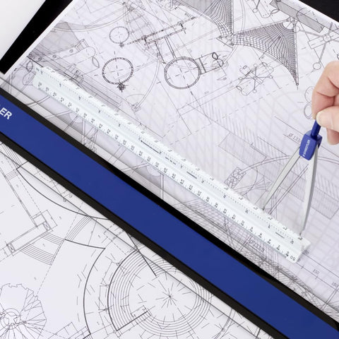 STAEDTLER 12in Engineer Scale Ruler - Triangular Engineering Ruler with 6 Scales(10-60 Parts/Inch), Color-Coded Grooves, Plastic