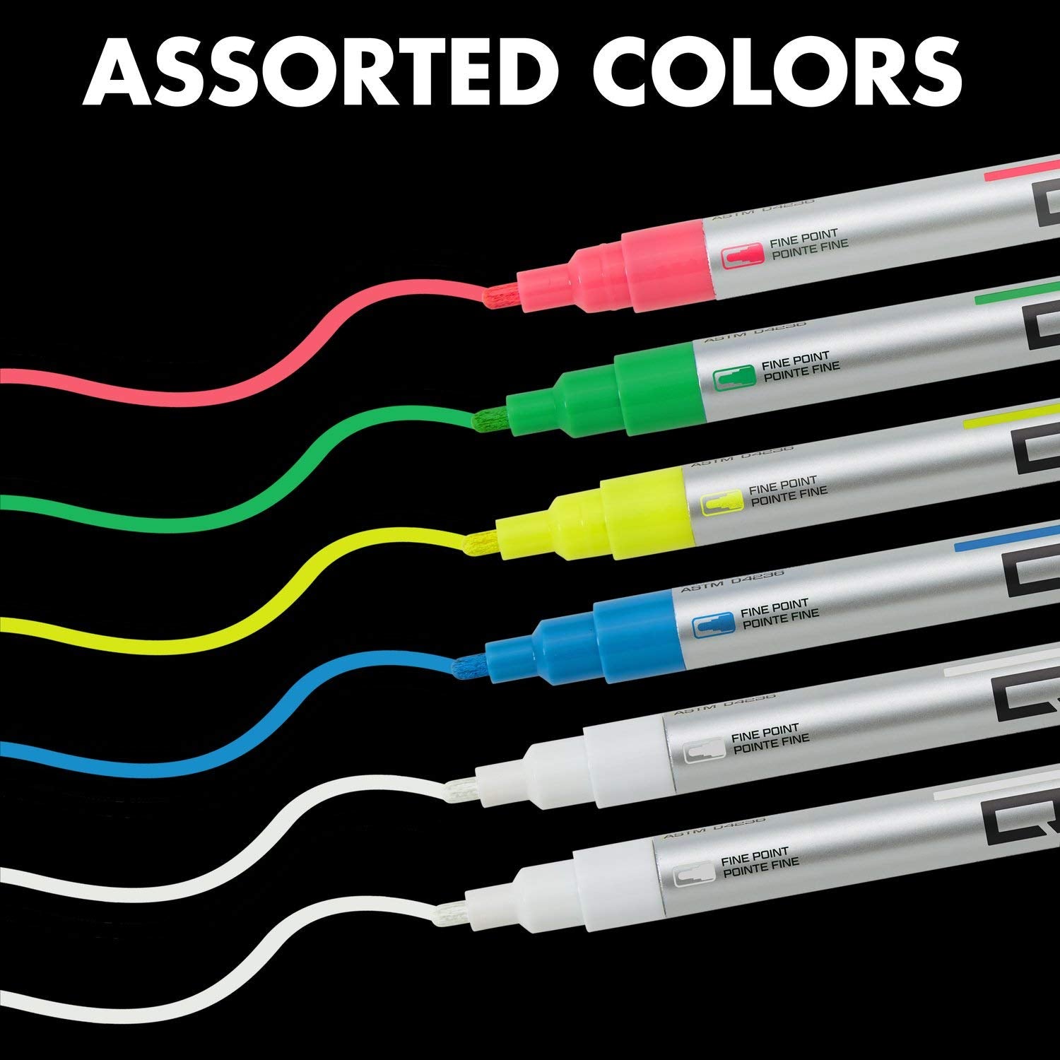 Quartet Dry Erase Markers, Glass Whiteboard Markers, Fine Tip, Assorted Neon Colors, 6 Pack (79558Q)