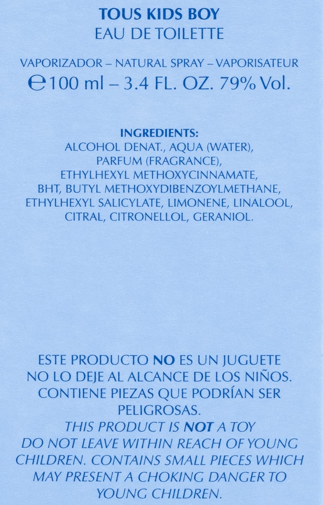 TOUS Eau de Toilette for Boys and Girls, Gentle on Children's Sensitive Skin and Ideal for Everyday Use, 3.4 Fl Oz Kids Boy