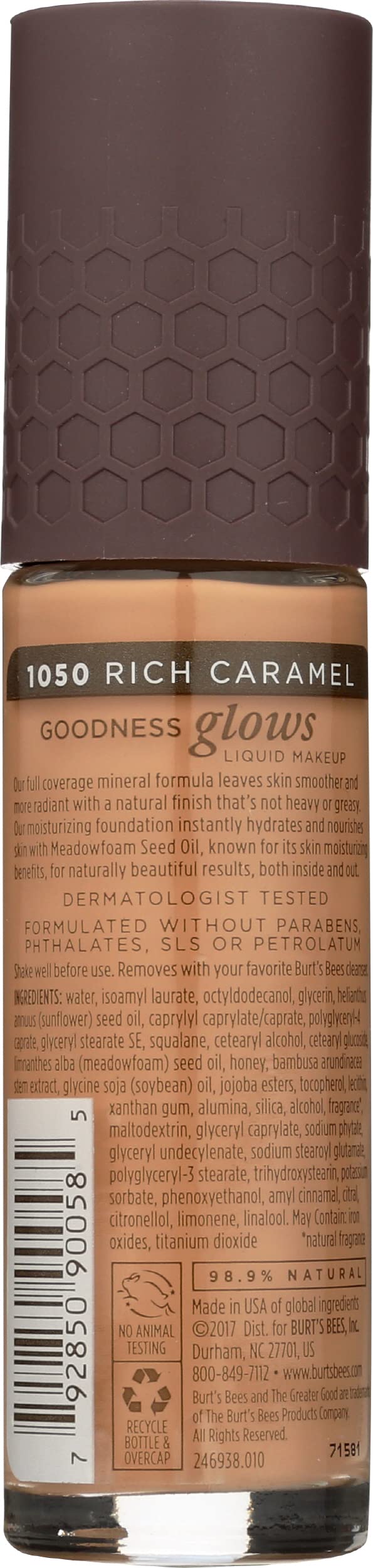Burt's Bees Goodness Glows Liquid Makeup, Rich Caramel - 1.0 Ounce