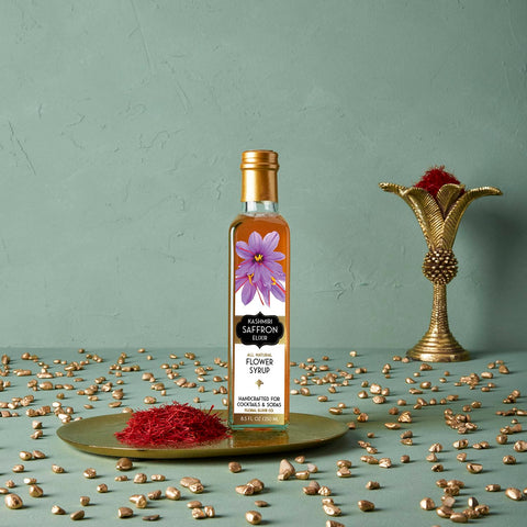 Floral Elixir Co. - All Natural FLOWER Syrup for Cocktails & Sodas, 8.5 oz (Kashmiri Saffron)