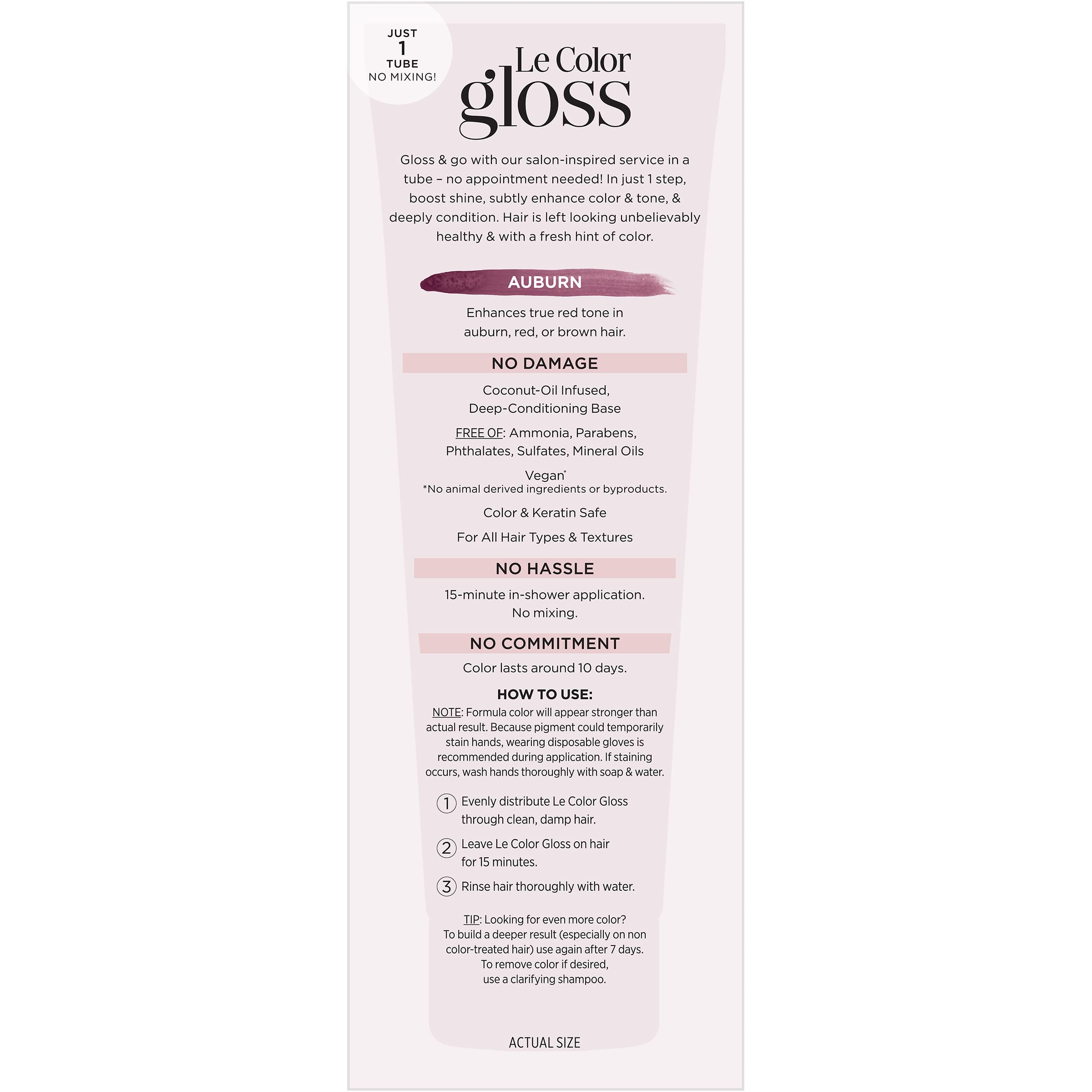 L’Oréal Paris Le Color One Step Toning Hair Gloss, Auburn, 4 Ounce