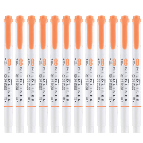 Zebra Pen Mildliner Dual-Tip Highlighters, Broad and Fine Tips, Ideal for Bible Highlighting, No Bleed, School Supplies, Teacher Supplies, and Office Supplies, Mild Apricot Ink, 12-Pack (78590upc)
