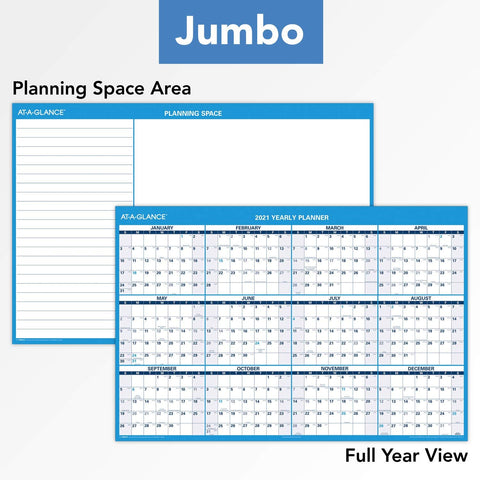 2021 Erasable Calendar, Dry Erase Wall Planner by AT-A-GLANCE, 48" x 32", Jumbo, Horizontal, Reversible for Planning Space, 48" x 32" (PM3002821)