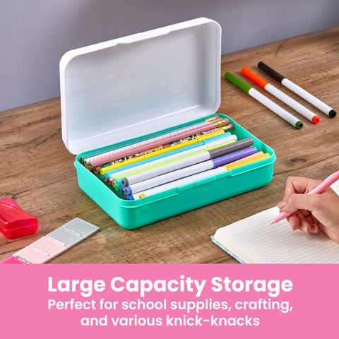 It's Academic Pencil Box Kit, Includes Ruler & Sharpener, Durable Plastic, for School & Office Supplies, Watercolor Design