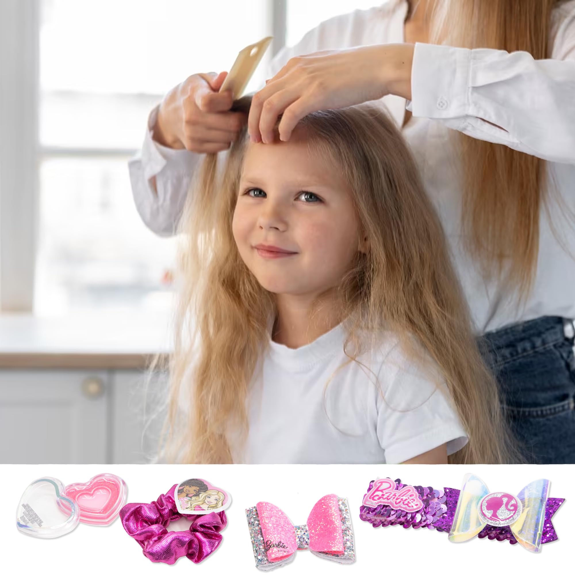 Barbie - Townley Girl Backpack Cosmetic Makeup Gift Bag Set Includes Hair Accessories and Printed PVC Back-Pack for Kids Girls, Ages 3+ Perfect for Parties, Sleepovers and Makeovers