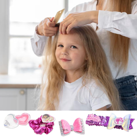 Barbie - Townley Girl Backpack Cosmetic Makeup Gift Bag Set Includes Hair Accessories and Printed PVC Back-Pack for Kids Girls, Ages 3+ Perfect for Parties, Sleepovers and Makeovers