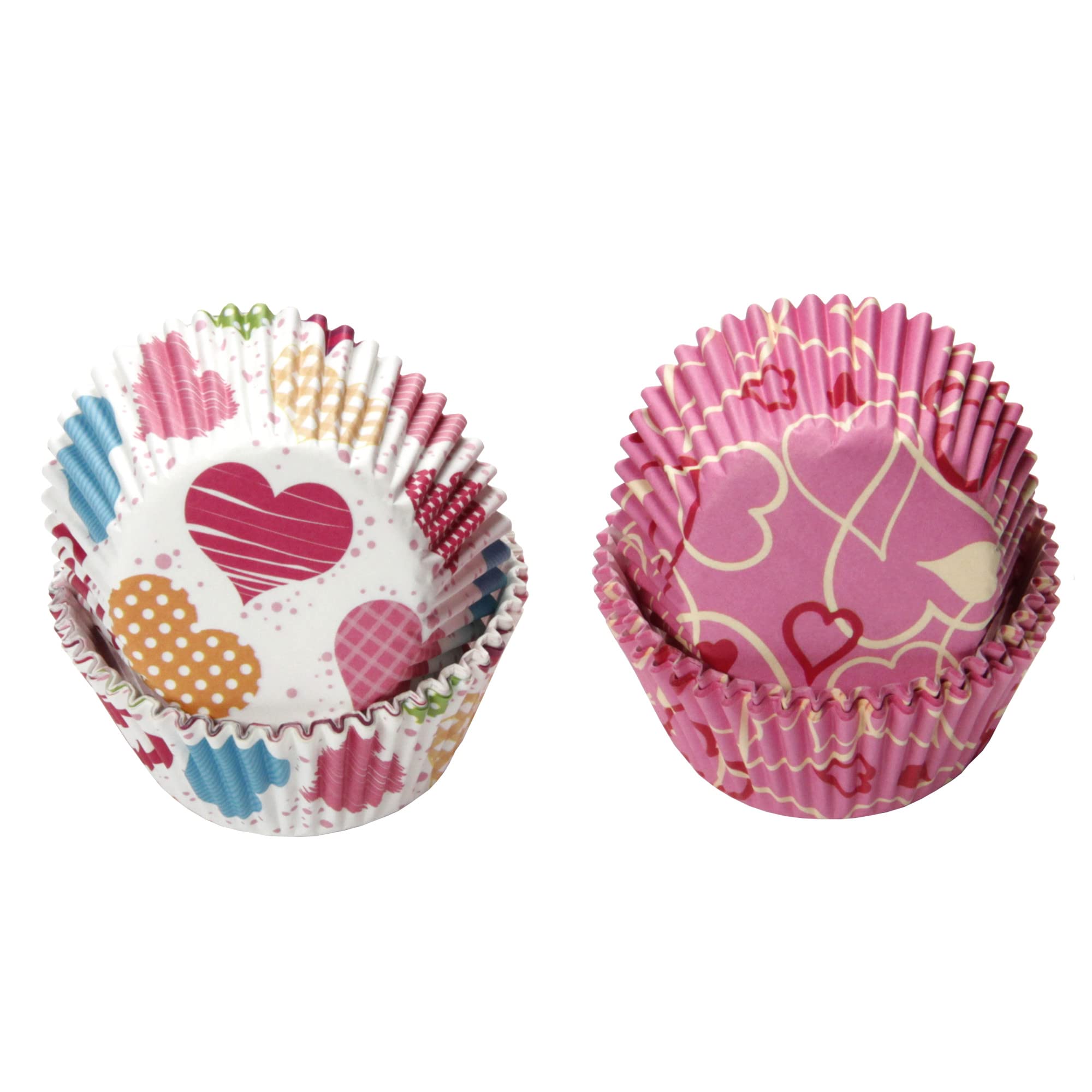Chef Craft Paper Patterned Cupcake Liners, 50 count, Red/Orange/Yellow/Pink Blue