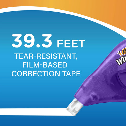 BIC Wite-Out EZ Correct Correction Tape, White, No Dry Time, Tear Resistant Tape, 2-Count