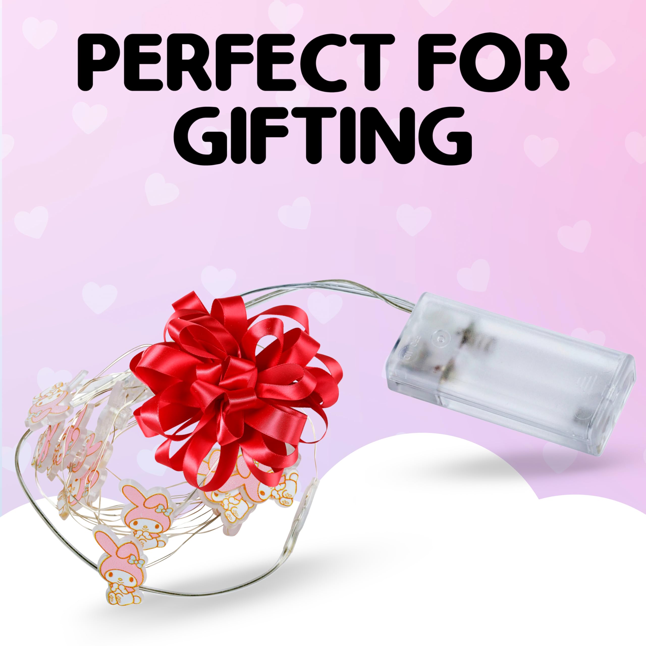 Silver Buffalo Sanrio Hello Kitty and Friends My Melody 20ct Decorative String Lights, 7 Feet Long, Battery Powered (2 AA Batteries Included), Cool White LED, Indoor Use Only