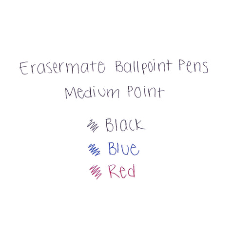 Paper Mate® EraserMate® Pens, Medium Point, 1.0 mm, Blue Barrel, Blue Ink, Pack Of 5
