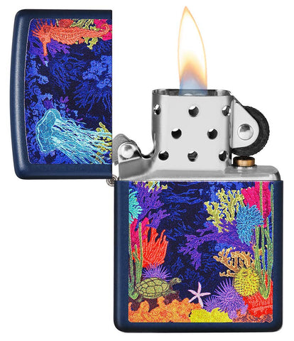 Zippo Sea Life Navy Matte Pocket Lighter