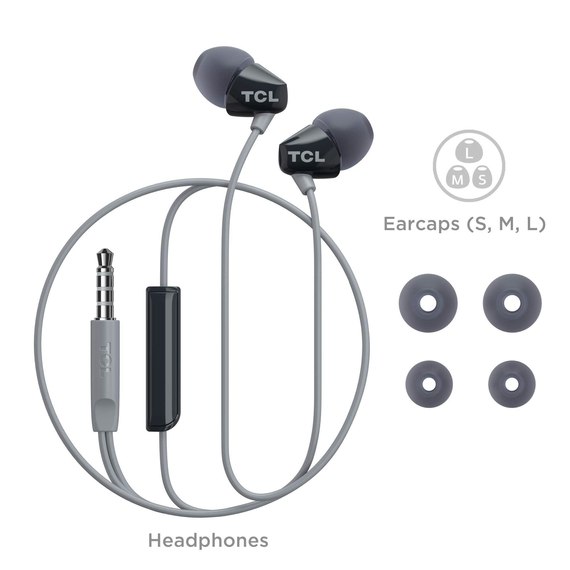TCL SOCL100BK Socl 100 in-Ear Earbuds Wired Headphone with Passive Noise Isolation and Built-in Mic - Phantom Black