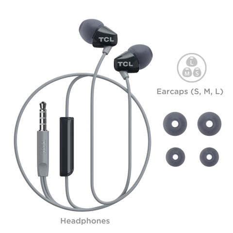 TCL SOCL100BK Socl 100 in-Ear Earbuds Wired Headphone with Passive Noise Isolation and Built-in Mic - Phantom Black