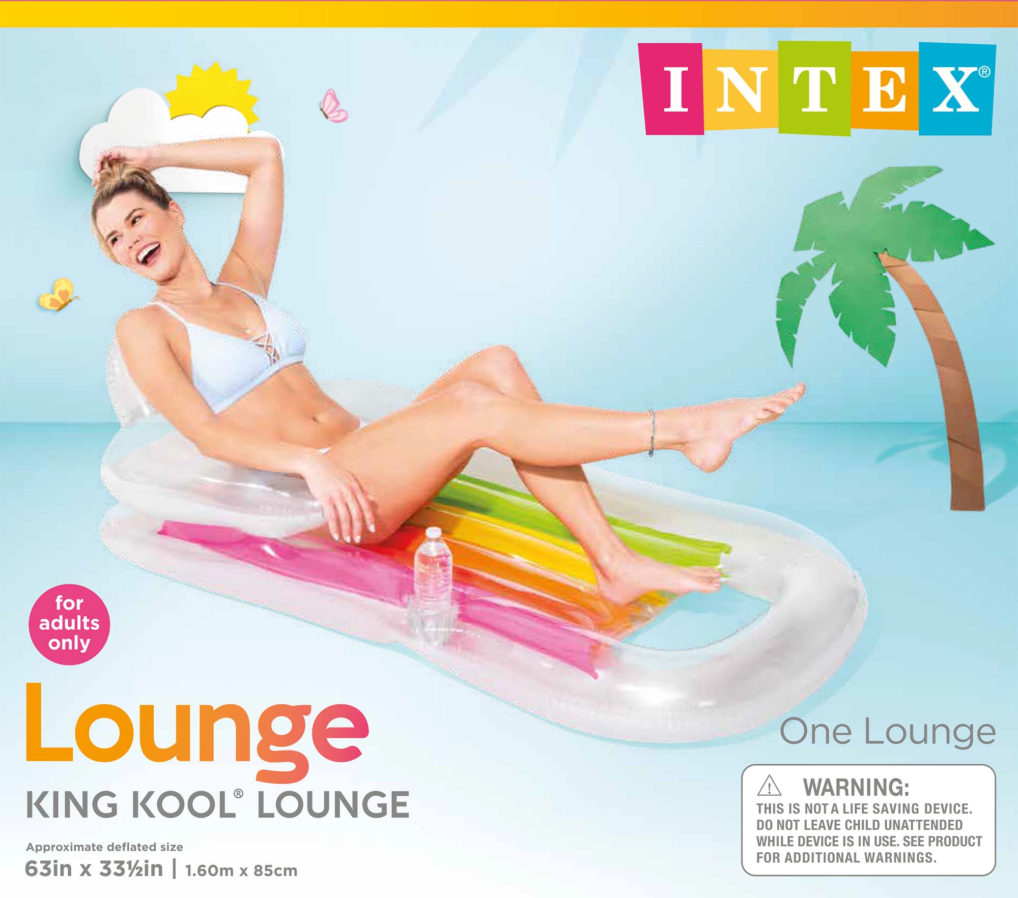 Intex King Kool Lounge Inflatable Swimming Pool Lounger with Headrest (Pair)