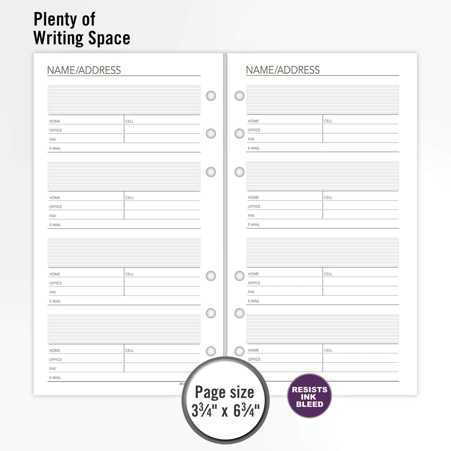 AT-A-GLANCE Day Runner Telephone and Address Pages, Refill, Loose-Leaf, Undated, for Planner, 3-3/4" x 6-3/4", Size 3, 30 Sheets/Pack (013-230)