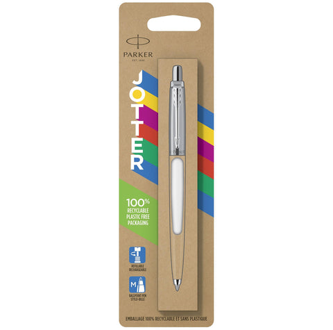 Parker Jotter Originals Ballpoint Pen Classic White Finish Medium Point Blue Ink 1 Count