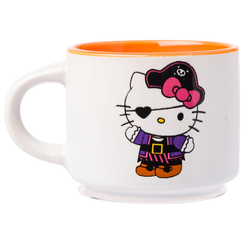 Silver Buffalo Sanrio Hello Kitty Halloween Themed 4 pack Ceramic Espresso Set with Storage Rack, 3 Ounces