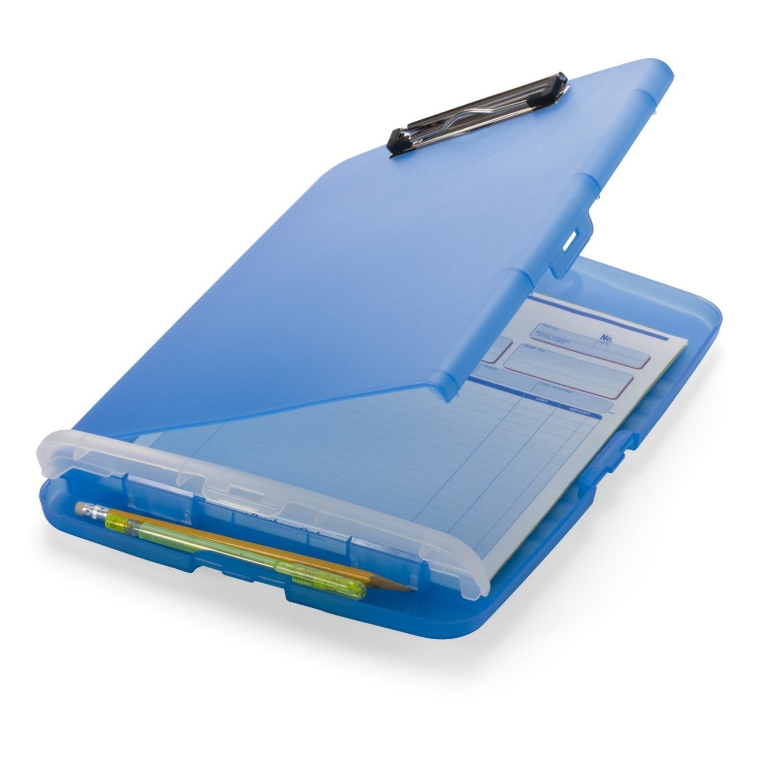 Officemate Slim Clipboard Storage Box, Translucent Blue (83304)