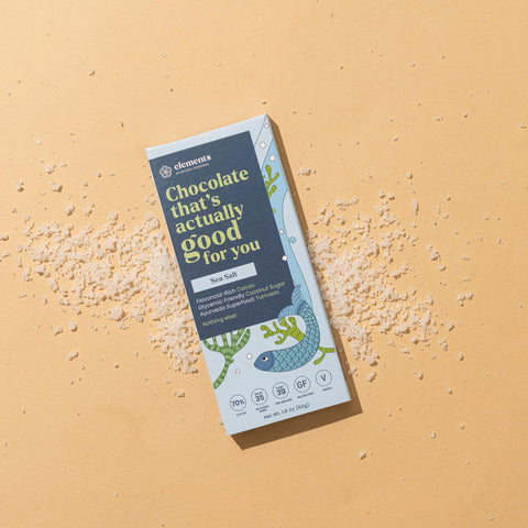 Elements Truffles Sea Salt Flavoured Dark Chocolate Bar| Ayurvedic, Vegan & Gluten Free | No Refined Sugar & Artificial Flavours | Enriched with Cocoa, Coconut Sugar & Turmeric 50g