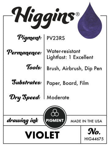 Higgins Violet Pigmented Drawing Ink - for Artists and Students - 1 oz. Glass Bottle (HIG44675)