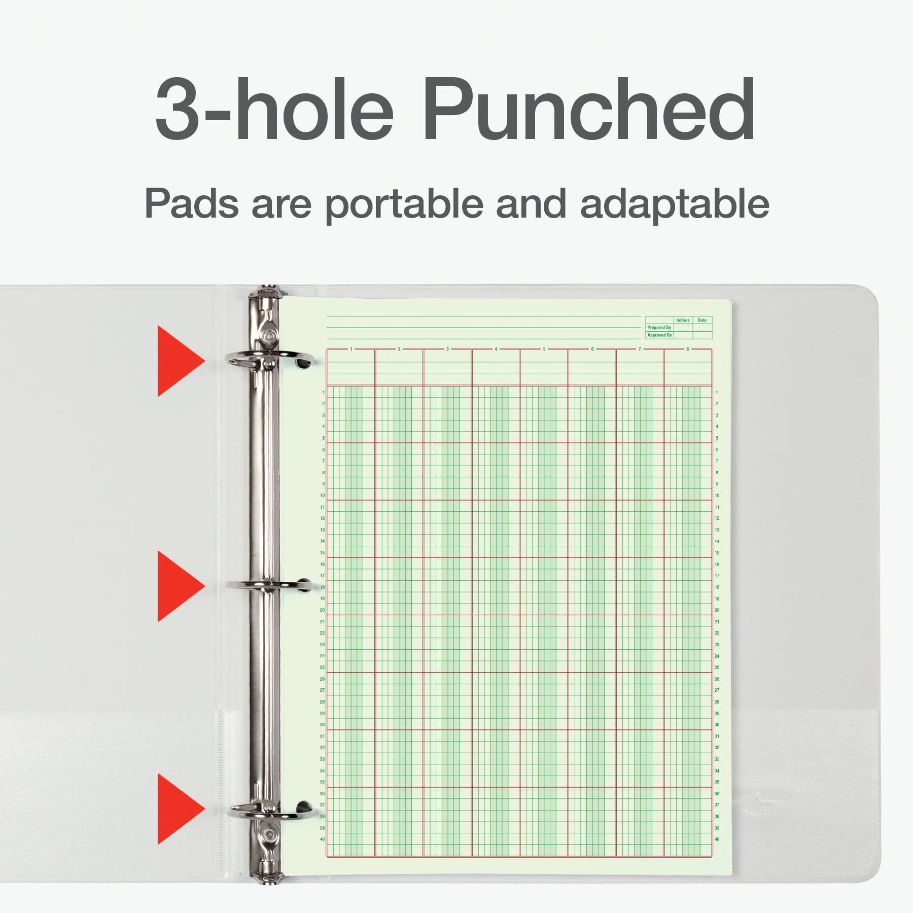 Adams Columnar Analysis Pad, 8 Column Ledger, 8.5" x 11", 100 Pages (50 Sheets), Green, 3 Hole Punch, for Accounting, Bookkeeping & Data (ACP85118)