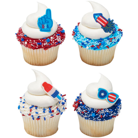 DecoPac Patriotic Fusion Mix Sprinkles, 27oz, Red, White, Blue Candy Sprinkles in Handheld Container, Edible Decorations For July 4th, Independence Day, Celebration Cakes, Cupcakes, Cookies and Donuts