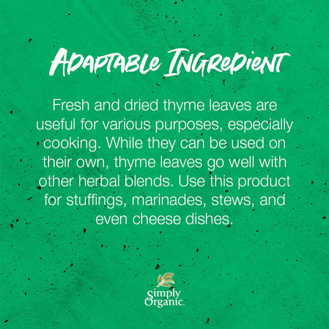 Simply Organic Whole Thyme Leaf, Certified Organic | 0.78 oz | Pack of 2 | Thymus vulgaris L.