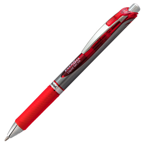 Pentel EnerGel RTX Retractable Liquid Gel Pen, Bold Line, Metal Tip, Red Ink 2-Pack (BL80BP2B)