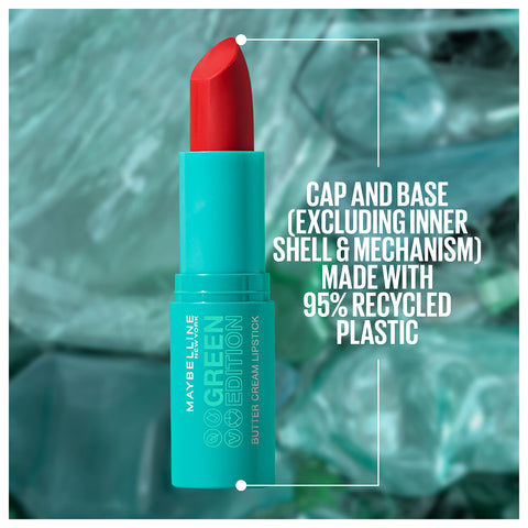Maybelline Green Edition Butter Cream High-Pigment Bullet Lipstick, Ecliptic, Creamy Plum, 0.12 oz