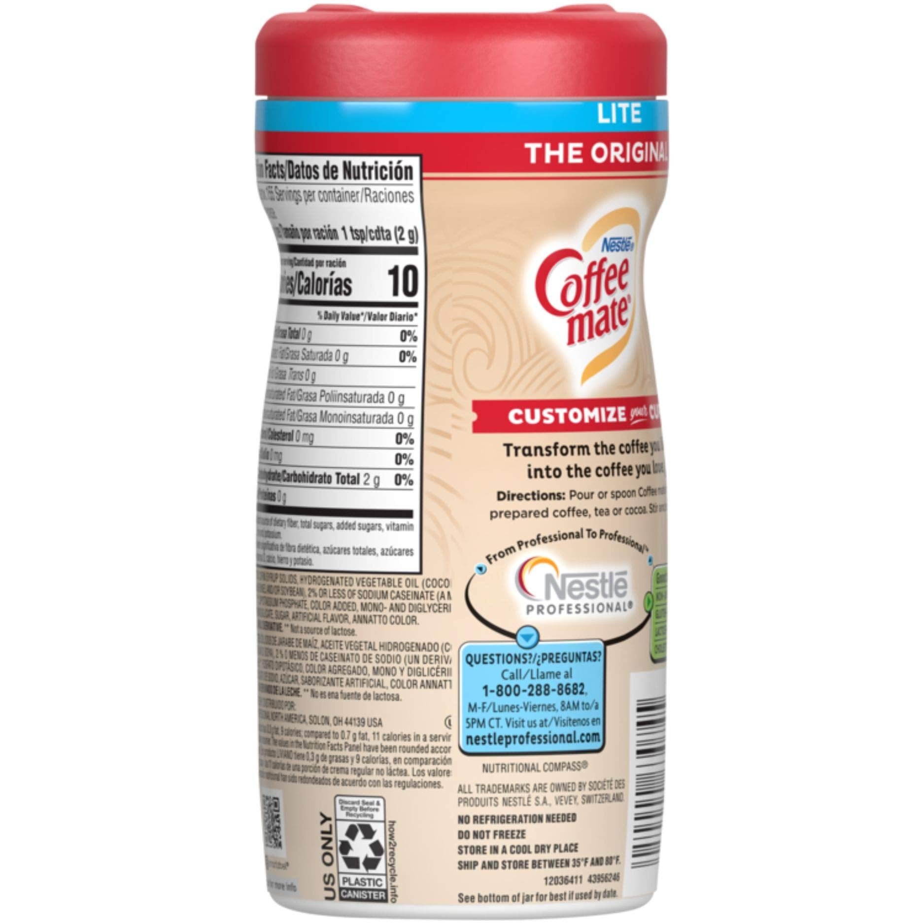 NESTLE Coffee-mate Coffee Creamer, Original Lite, 11oz powder creamer