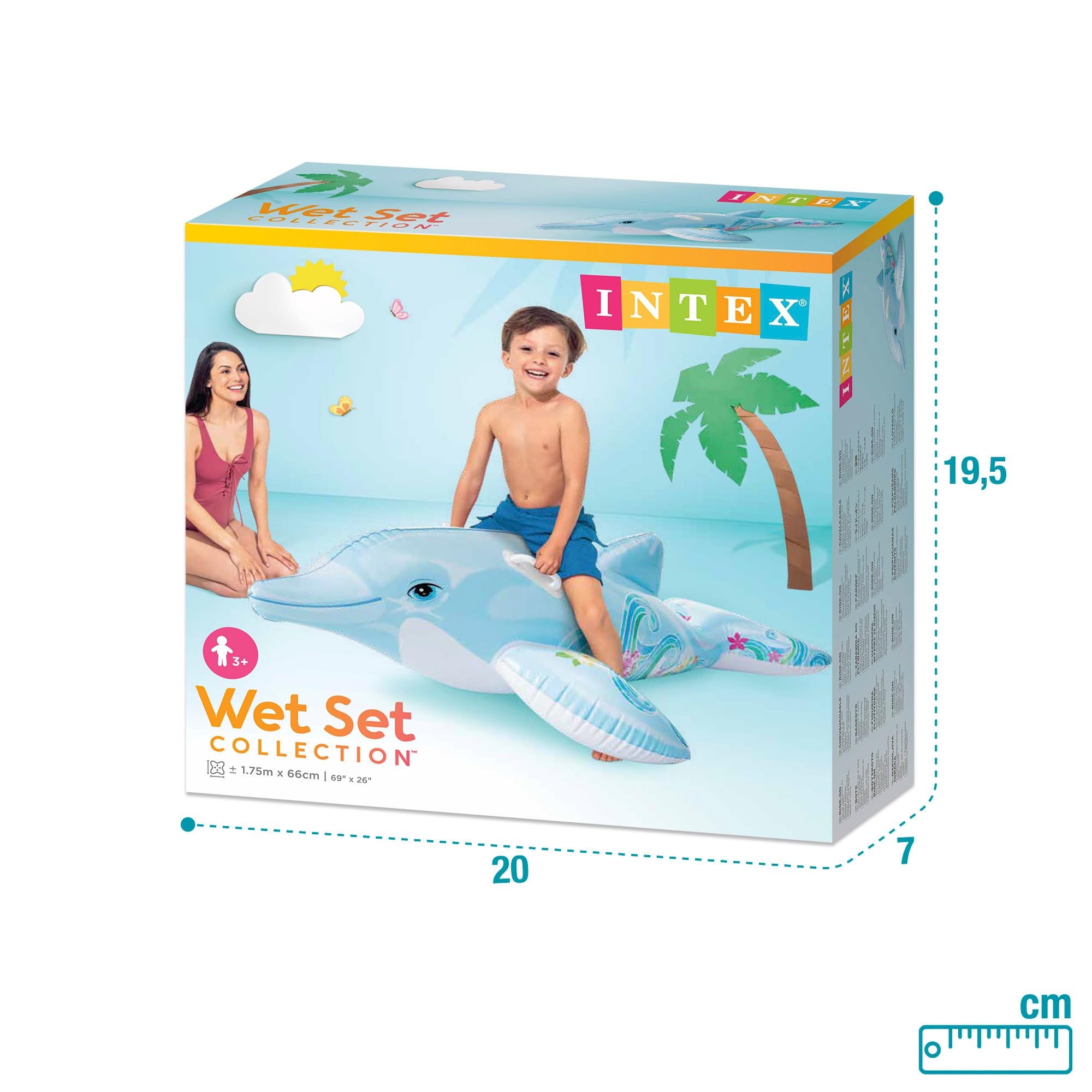 Intex Childrens Inflatable Ride On Lil Dolphin Swimming Pool Fun Accessory, Lite Blue