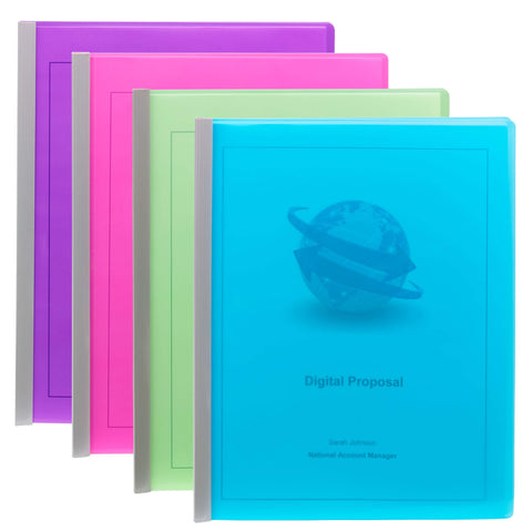 Smead Poly Report Cover with Sliding Bar, 25 Sheet Capacity, Letter Size, Assorted Colors, 12 per Pack (86049)