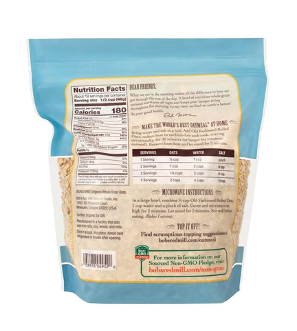 Bob's Red Mill Organic Old Fashioned Rolled Oats, 32oz (Pack of 1) - Non GMO, Whole Grain, Vegan, Kosher