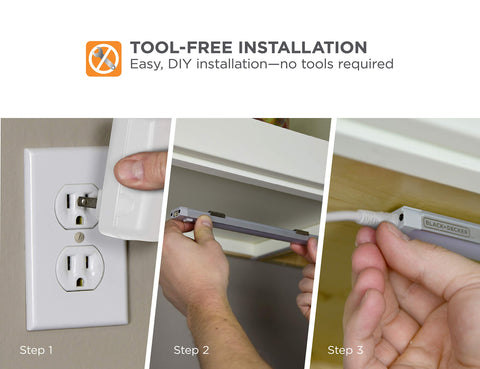 PureOptics LED Under Cabinet Lighting Kit, 3-Bars, 9 Inches Each, DIY Tool-Free Installation, Warm White, 2700K, 1080 Lumens, 15 Watts, Home Accent (LEDUC9-3WK)