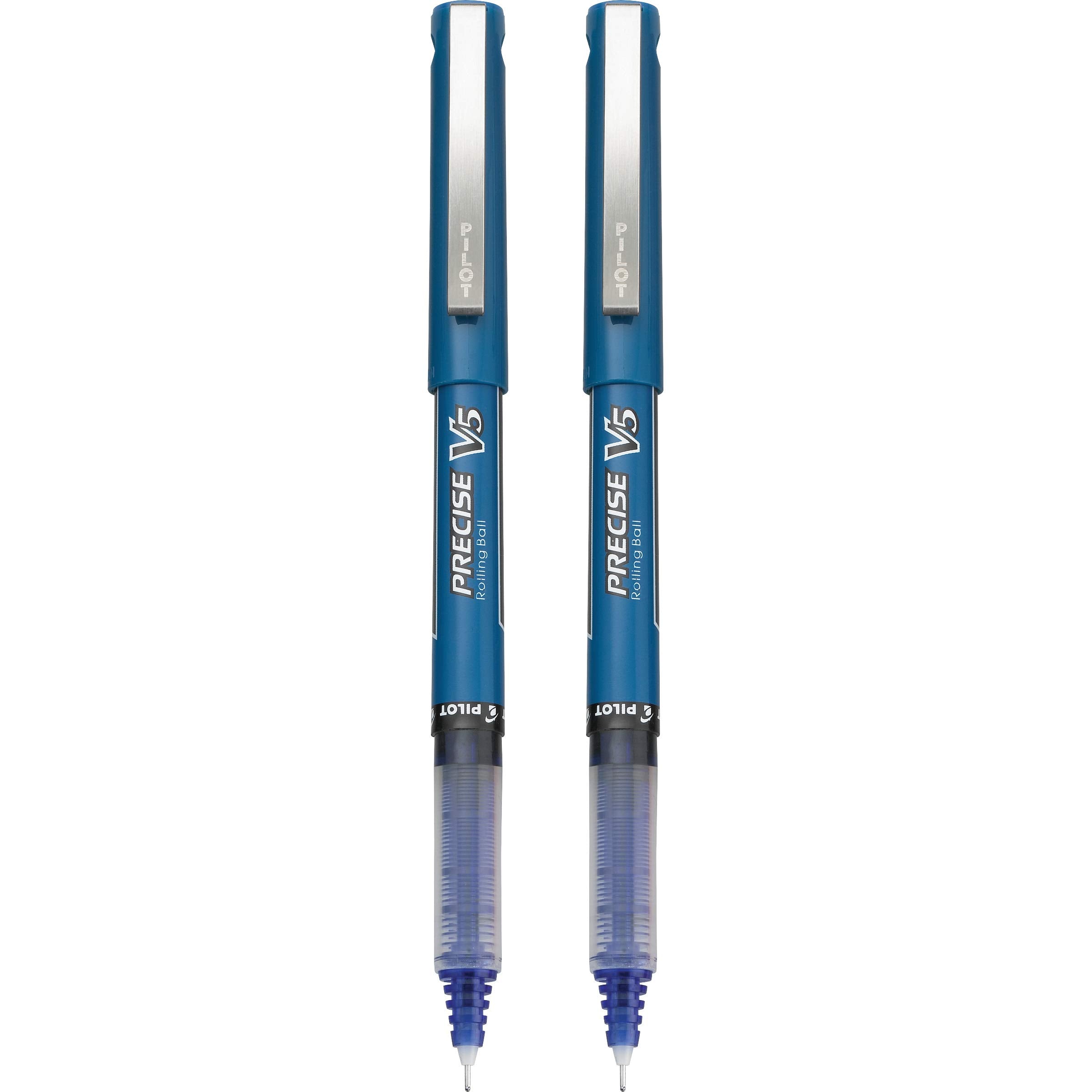 PILOT Precise V5 Stick Liquid Ink Rolling Ball Stick Pens, Extra Fine Point (0.5mm) Blue Ink, 2-Pack (25002)